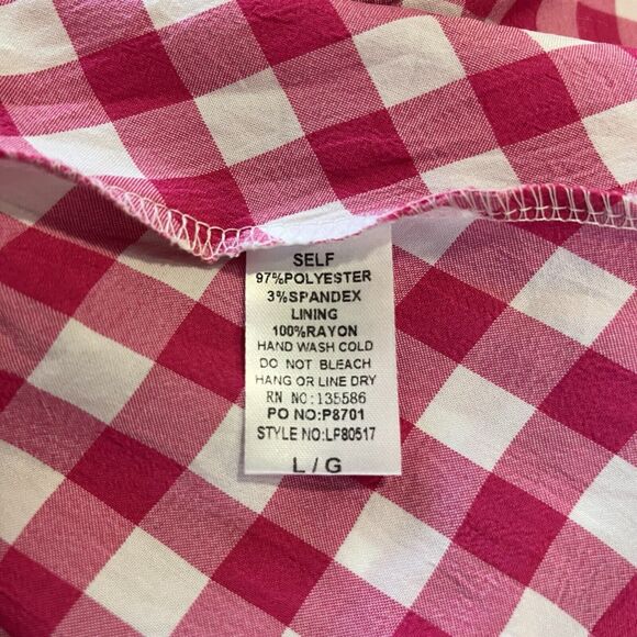 Pink and White Gingham Skort Size Large, Pleated ruffles, Elastic Waist NWT - Picture 6 of 8